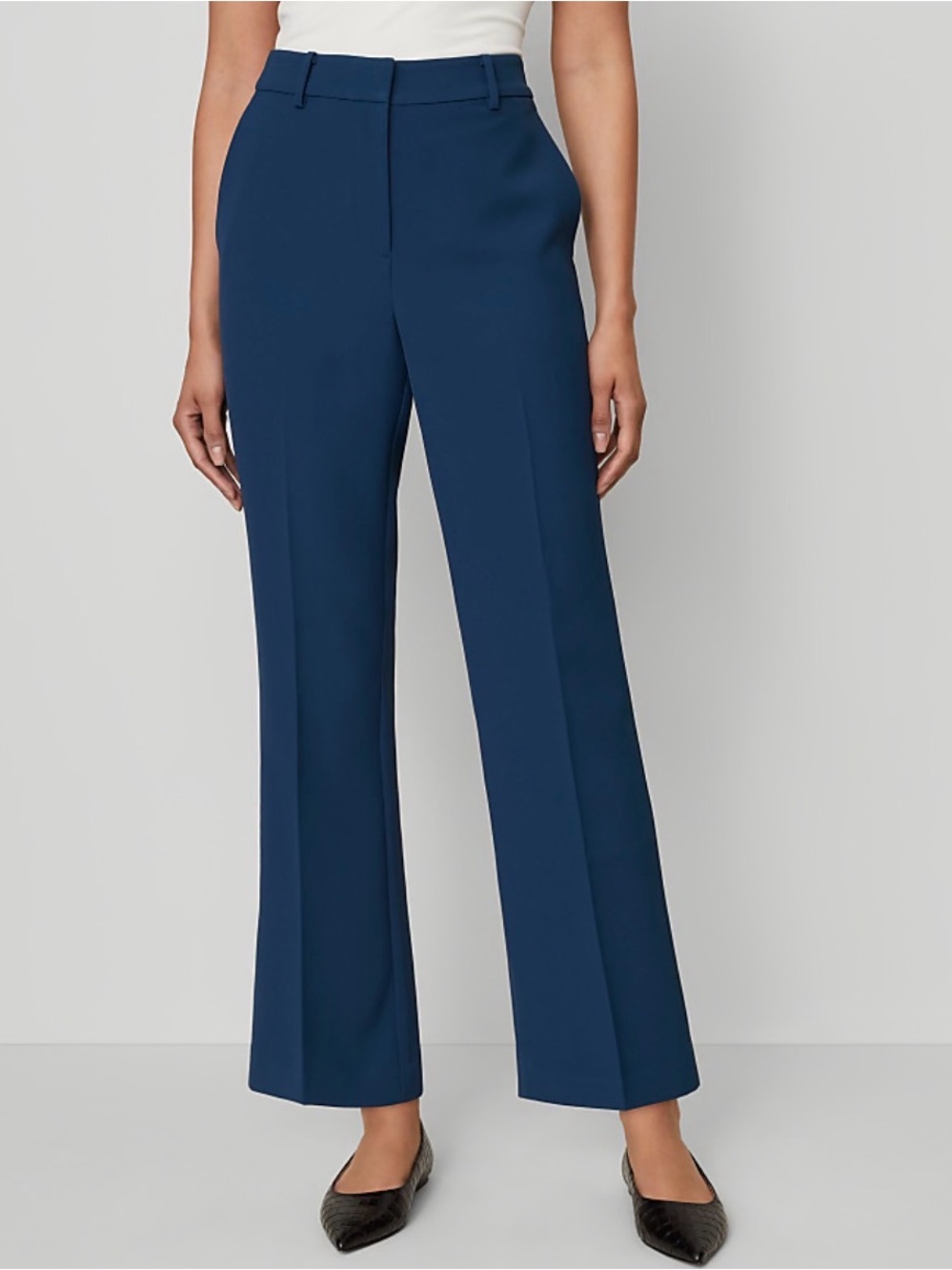 NWT Ann Taylor Flare Ankle Pant in Fluid Crepe Moonlight Drop w/Curvy Fit Size 8